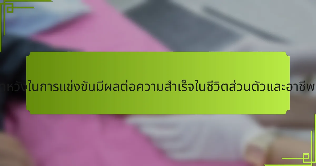 ความคาดหวังในการแข่งขันมีผลต่อความสำเร็จในชีวิตส่วนตัวและอาชีพอย่างไร?